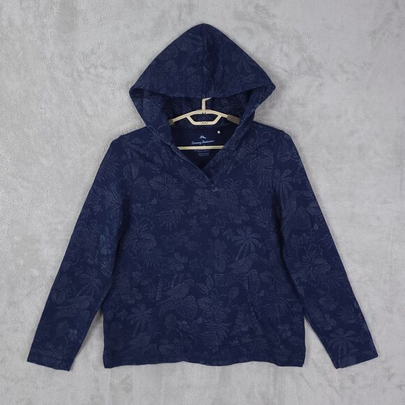 Tommy Bahama Indi Floral Sweatsuit Indigo Pullover Jacket Large & Jogger Small - Picture 1 of 16